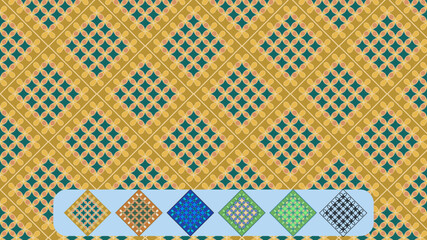 Geometric seamless diamond pattern bundle with six textured crosshatch designs for fabric prints and surface design..