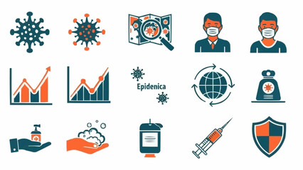 Collection of Coronavirus Pandemic Icons and Symbols for Health Awareness.