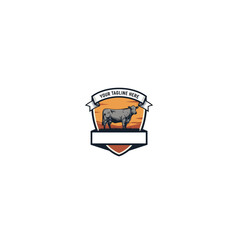 Buffalo Bison Emblem Shield Logo With Banner.