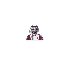 Cartoon Arab man wearing traditional headscarf and robe.