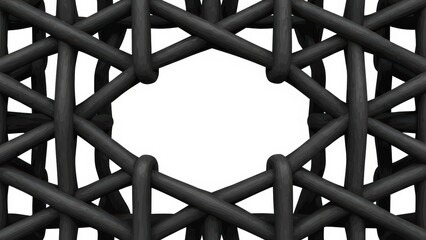 Abstract Geometric Black Structure with Hexagonal Negative Space.