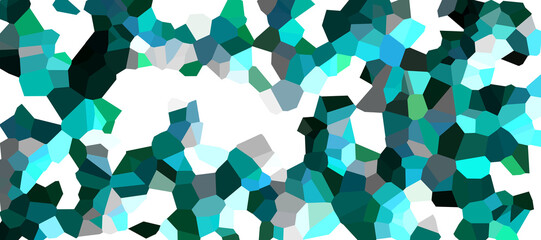 Abstract geometric pattern with a mosaic of polygonal shapes in shades of blue, teal, white, gray, and black