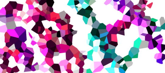 A vibrant abstract image featuring an array of geometric shapes in various colors. Predominantly