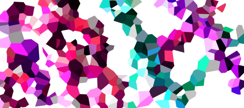 A vibrant abstract image featuring an array of geometric shapes in various colors. Predominantly - Powered by Adobe