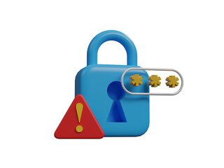 Warning and alert notification icon isolated on transparent background. Error, caution sign, exclamation mark, risk, urgent information, safety risk, construction warning, document error. 3d render 