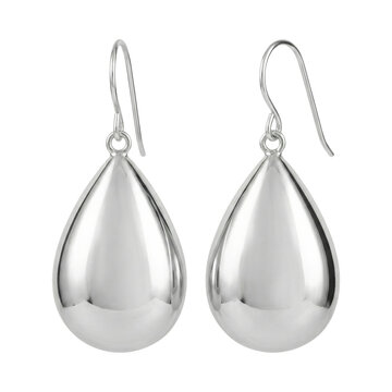 Silver Teardrop Shaped Drop Earrings Jewelry Pair