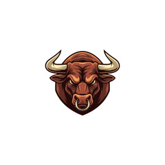 Bull head mascot logo illustration with horns.