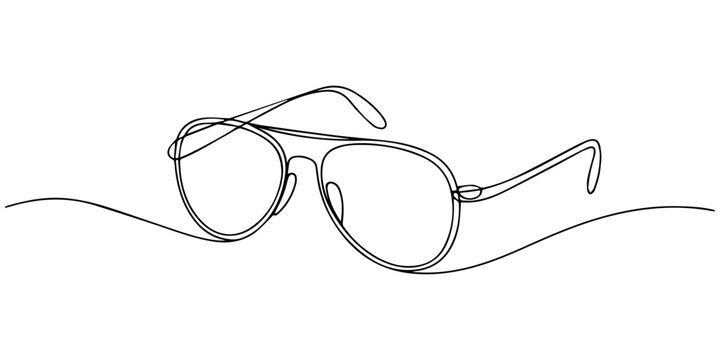 Glasses symbol, continuous line drawing vector. One continuous line eyeglasses icon vector, Continuous one line drawing of eyeglasses or sunglasses. Eyeglasses and sunglasses symbol in simple linear