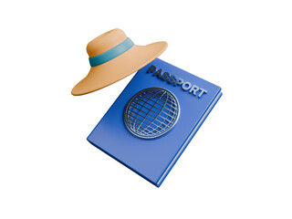 Travel booking and passport icon isolated on transparent background, Business travel concept. Leisure touring summer vacations and holiday symbol. Traveling and tourism elements.3d render illustration