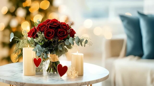 Romantic Valentine&rsquo;s Day home decor with roses and angels