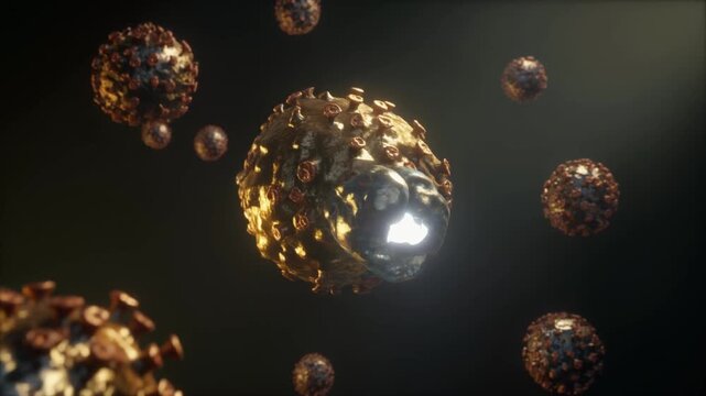 A detailed 3d scientific visualization shows a syringe administering a rotavirus vaccine into complex internal tissue structures, highlighted against a clinical green background.