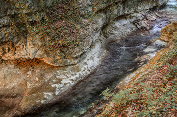 Over millions of years, the Orfento River (in the municipality of Caramanico Terme) has carved out a narrow gorge now covered by dense riparian vegetation featuring willows, ferns, and mosses.