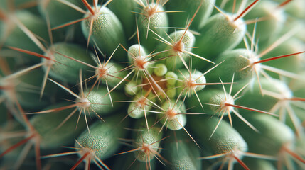 A close-up view of a cactus, showcasing its spiky texture and vibrant green hues, highlighting its unique structure and natural beauty.