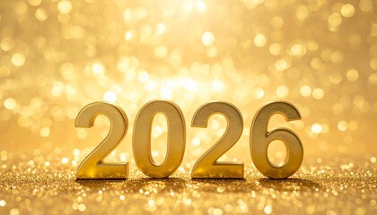 Golden 2026 Numerals on Glittery Festive Background
