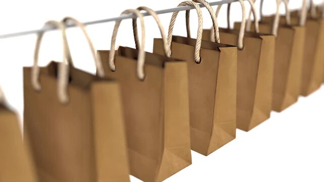 Gift paper bags on white bg able to loop endless 4k