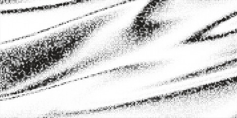 Halftone wavy texture background. Dotted gritty sand noise wallpaper. Black grunge pop art wave gradient overlay.