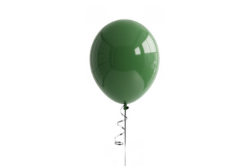 Green balloon with silver spiral tie silver tie isolated isolated on a transparent background