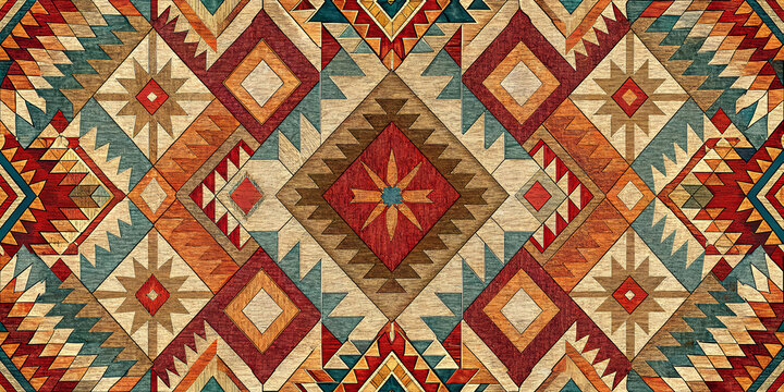 Southwestern tribal geometric pattern with warm earthy colors