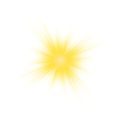 Obraz premium Png star light combining yellow golden sunlight rays and sun energy. Soft sparkle blends with sharp sparks around the starburst. Expressive glowing light on white background. Vector illustration. 