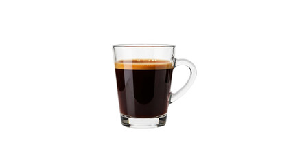 Espresso coffee in clear glass mug