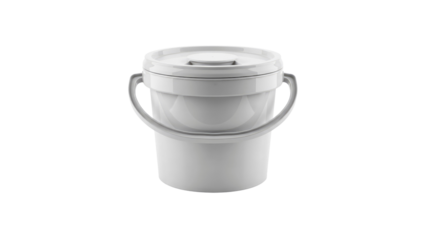 White plastic bucket with lid and handle