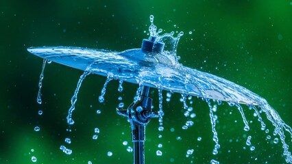Water Splashing from a Fountain in a Green Outdoor Setting