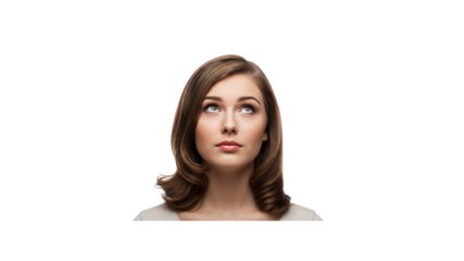 Beautiful Woman Looking Up Isolated