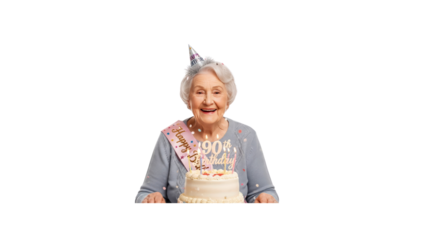 Woman celebrating her 90th birthday