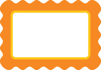Simple orange wavy rectangular frame with yellow border, perfect for adding a touch of whimsy to any design project