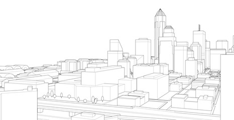 Obraz premium city ​​metropolis sketch 3d illustration