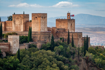 View of the Alhambra in Granada city, Andalusia region in Spain