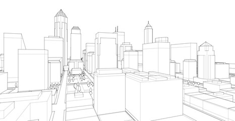  city ​​metropolis sketch 3d illustration