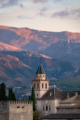 View of the Alhambra in Granada city, Andalusia region in Spain