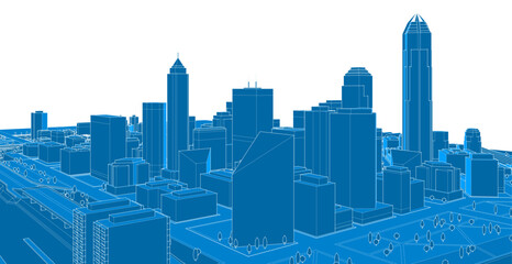 Fototapeta premium city ​​metropolis sketch 3d illustration