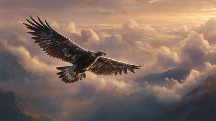 ワシが空を舞い上がる風景