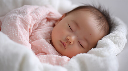 赤ちゃんが淡いピンクで安らぐ