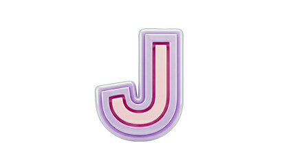 3D Letter J in Pastel Colors on White Background