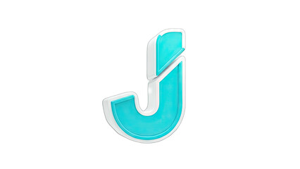 3D Letter J in Teal and White on White Background