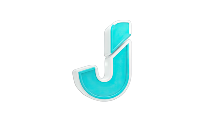 3D Letter J in Teal and White on White Background
