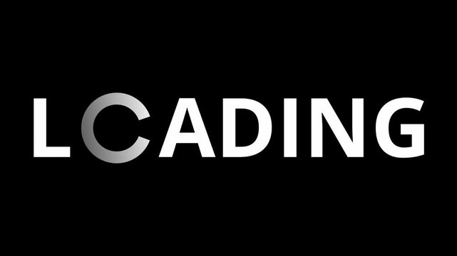 Loading bold big typography circular shape animation on a dark background
