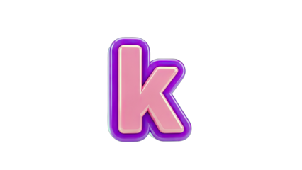 3D Letter K in Pink and Purple on White
