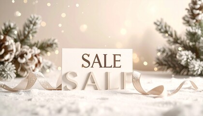 Festive Winter Sale with Snow and Pine Branches