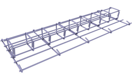 Sloped footing - Rebars - reinforcement bars, reinforced concrete. 3D rendering isolated on white background. Ideal for professionals, educational, engineering, and industrial design.