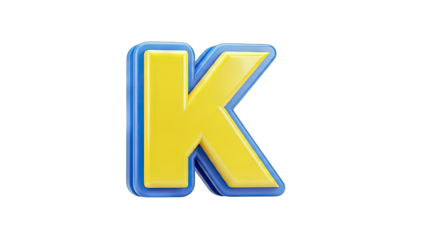 3D Letter K Isolated on White Background