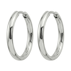 Silver Round Hoop Earrings Fashion Jewelry Pair