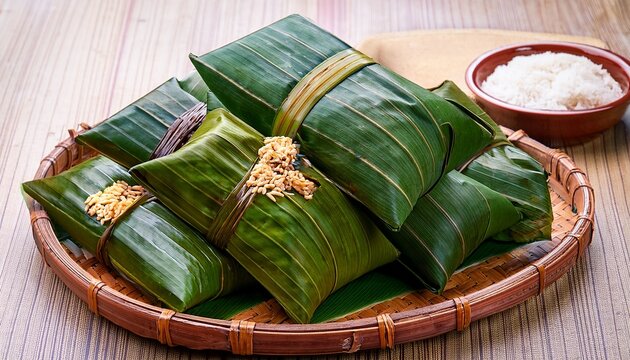 a traditional dish wrapped in banana leaves featuring pepes rinuak or palai rinuak