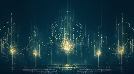 Future world, abstract fireworks blooming composed of circuit boards, technology AI Cyberpunk style