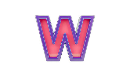 3D Letter W Isolated on White Background
