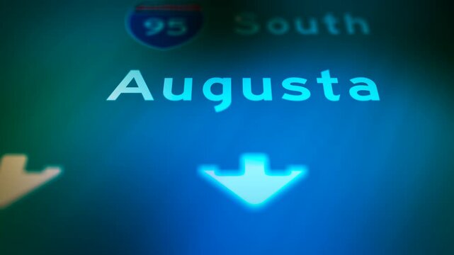Crime Filler Shot - Cinematic Augusta Maine Highway Sign at Night