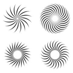 Black White Spiral Dot Patterns Abstract Geometric Swirl Design Elements Collection Vector